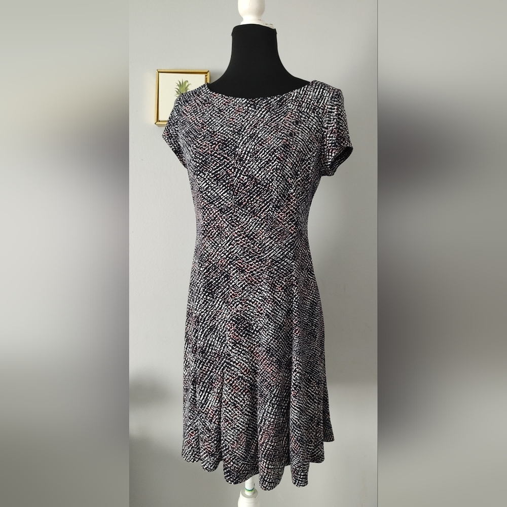 Dress Women Roz Ali Size 4 A Line Pull On Casual Midi Multicolor Short Sleeve